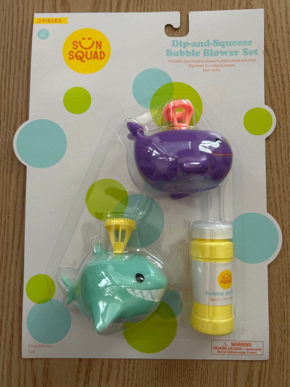 New Kids Sun Squad Sharks Dip N Squeeze Bubble Blower Set Ages 3+ Beach 🏖️ Tub